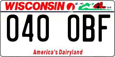 WI license plate 040OBF