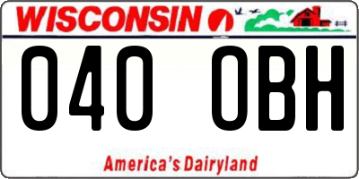WI license plate 040OBH