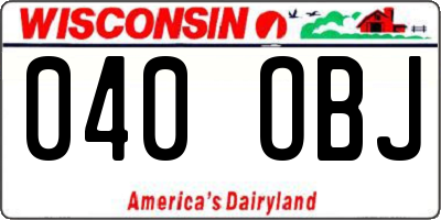 WI license plate 040OBJ