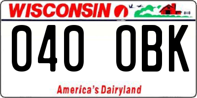 WI license plate 040OBK