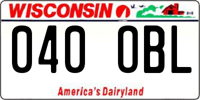 WI license plate 040OBL