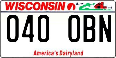 WI license plate 040OBN