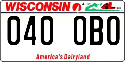 WI license plate 040OBO
