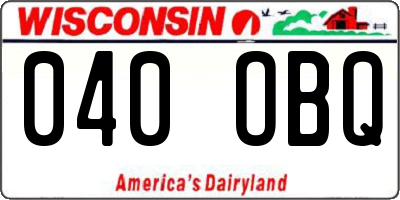 WI license plate 040OBQ