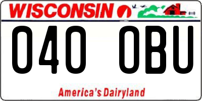 WI license plate 040OBU