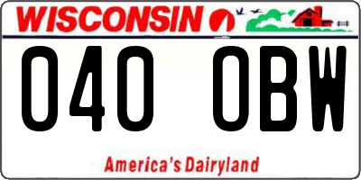 WI license plate 040OBW