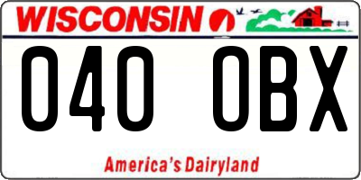 WI license plate 040OBX