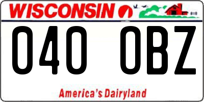 WI license plate 040OBZ