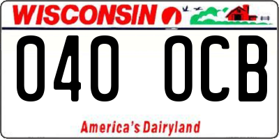 WI license plate 040OCB