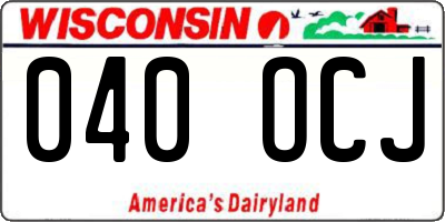 WI license plate 040OCJ