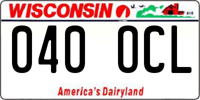 WI license plate 040OCL