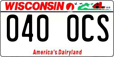 WI license plate 040OCS