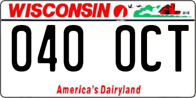 WI license plate 040OCT