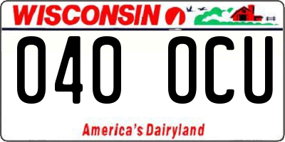 WI license plate 040OCU