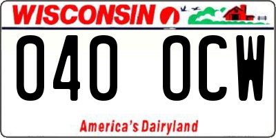 WI license plate 040OCW