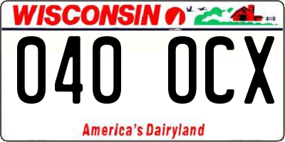 WI license plate 040OCX
