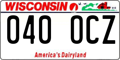 WI license plate 040OCZ