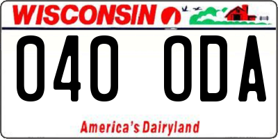 WI license plate 040ODA