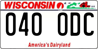 WI license plate 040ODC