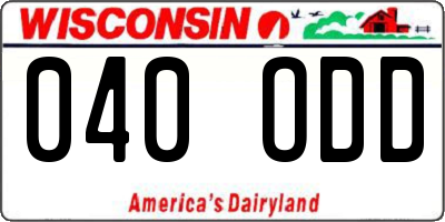 WI license plate 040ODD