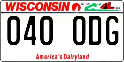 WI license plate 040ODG