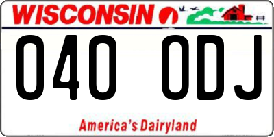 WI license plate 040ODJ