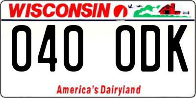 WI license plate 040ODK