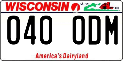 WI license plate 040ODM