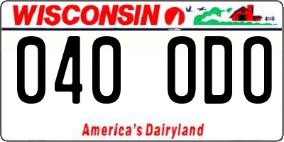 WI license plate 040ODO