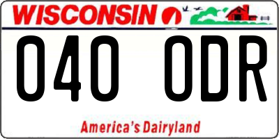 WI license plate 040ODR