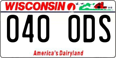 WI license plate 040ODS