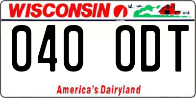 WI license plate 040ODT