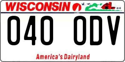 WI license plate 040ODV
