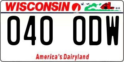 WI license plate 040ODW