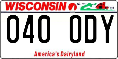 WI license plate 040ODY
