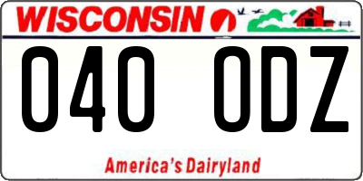 WI license plate 040ODZ