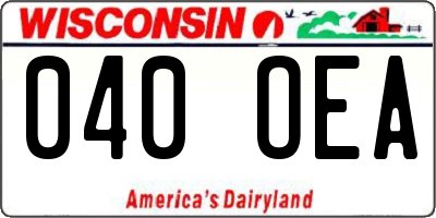 WI license plate 040OEA