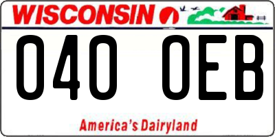 WI license plate 040OEB