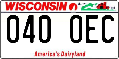 WI license plate 040OEC