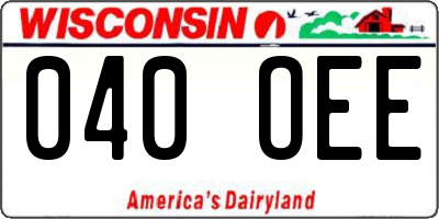 WI license plate 040OEE