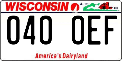WI license plate 040OEF