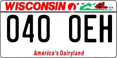 WI license plate 040OEH