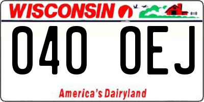 WI license plate 040OEJ