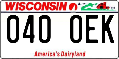 WI license plate 040OEK