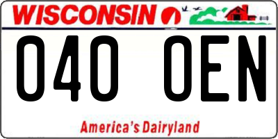 WI license plate 040OEN