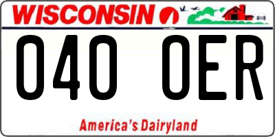 WI license plate 040OER