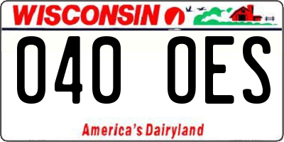 WI license plate 040OES