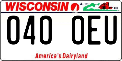 WI license plate 040OEU