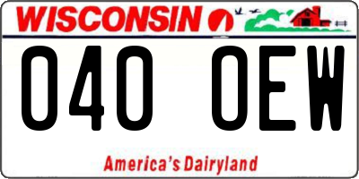 WI license plate 040OEW