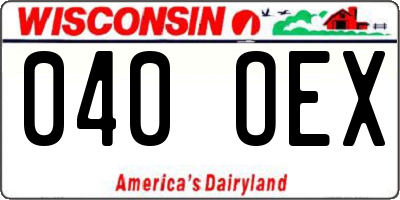 WI license plate 040OEX